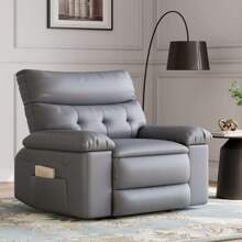 GOCAPTAIN Oversized Recliner Chair - PU Leather Large Manual Recliner For Adults, Ultimate Comfort Lazy Chair With 1.5X Sponge Filling And Easy Recline Mechanism For Relaxation-56cm Seat - Light Grey - View 1