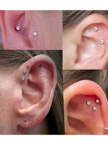 16G Clear UV Flexible Acrylic CZ Gem Labret Monroe Lip Ring Tragus Helix Cartilage Earring Stud Barbell Body Piercing Jewelry 11-16pcs - Silvery-a - View 3