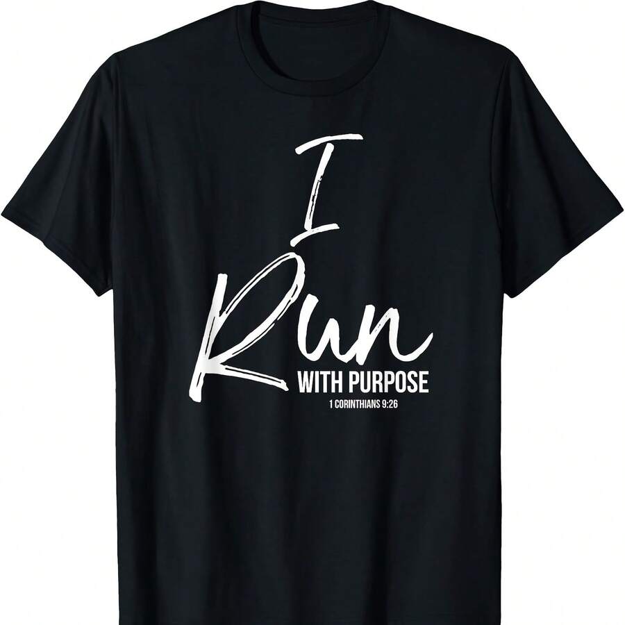 I Run With Purpose Shirt Christian Workout Running Gear - Black - View 1
