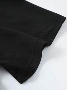 Camiseta de Hombre con Estampado Gráfico de Letras a la Moda - Negro - Ver 4