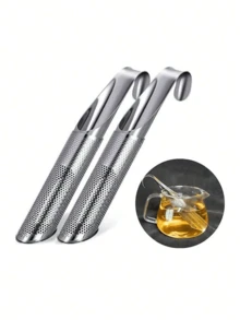 1/2/3pcs Stainless Steel Tea Strainer, Tea Infusers For Loose Tea, Coffee, Spices, Long-Handle Tea Filter Stick Pipe Tea Diffuser, Tea Leaf Infuser Fine Mesh Tea Filter, For Home Restaurant Hotel Office, Tea Accessories, Kitchen Supplies - Multicolor - View 7
