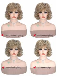 Women's Fashionable Full & Short Curly Hair Wig In Brown Color, 10 Inches, Suitable For Daily Wear - Linen Brown - View 7