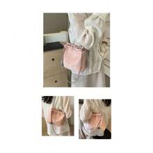 2025 New Bag Women's Niche Light Luxury Pleated Cloud Bag Chain Messenger Bag Fashionable Versatile Shoulder Bucket Bag - Pink - View 7