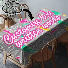 One Customizable Floral And Flamingo Pattern Tablecloth, Made Of Polyester Knit Fabric, Machine-Made, Can Customize Family Blessing Text, Perfect Home And Dining Decor Gift, Suitable For All Seasons - Multicolor - View 56