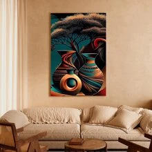 1pc Framed Canvas Poster, Vibrant African Wall Art Canvas Paintings, Ideal Gift For Bedroom Living Room Corridor, Wall Art, Wall Decor, Winter Decor, Room Decoration - 彩色 - 查看 2