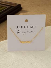 1 Pc Letter MAMA Heart Shape Delicate Pendant Necklace With Gift Card Packing Gift For Mother's Day Gifts Mum Birthday Presents - Gold - View 2