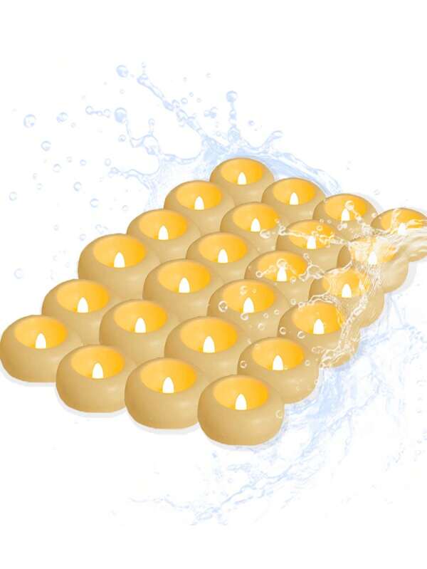 2/6/12/24pcs 3 Inch Flameless LED Floating Candles, 200 Hours White Battery Operated Waterproof Tea Lights For Cylinder Vase, Wedding Decor, Party, Pool Center Decoration (Warm White)