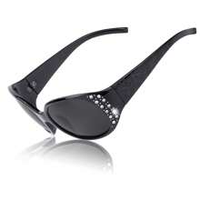 Polarized Sunglasses For Women, Rhinestone Wrap Around Sunglasses With UV Protection Lens LS008