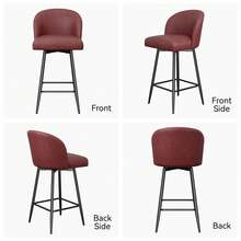 Counter Height Bar Stools Set Of 2,360° Swivel Barstools With High Back And Metal Legs,26" Seat Height, Upholstered PU Leather Bar Chairs For Kitchen Island, Dining Room,Cafes - Đỏ - Xem 6