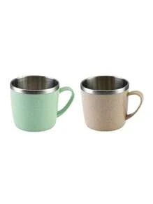 1/2 件不锈钢双层隔热手柄牛奶咖啡早餐杯 - 彩色 - 查看 11