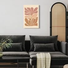 1pc Framed Canvas Poster, Abstract Botanical Warm Tone Wall Art Canvas Paintings, Ideal Gift For Bedroom Living Room Corridor, Wall Art, Room Decoration