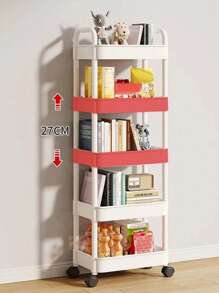 1 pezzo Scaffale multilivello per cucina, carrello utility mobile per cosmetici, spuntino, articoli per neonati, soggiorno, bagno, scaffale portaoggetti in plastica (ganci non inclusi) - Multicolore - Visualizzare 4