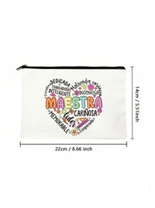 1pc Teacher Gifts,To Best Teacher Ever Letter Print Makeup Bag,Gift Bag Zipper Bag For Travel,Lightweight Storage Bag, Coin Purse, Zipper Clutch Pouch,Pouch Bags Cosmetics Bag Makeup Storage Bag Beauty Bag,Women Makeup Bag Pouch Travel Toiletry Organizer - Multicolor - View 3