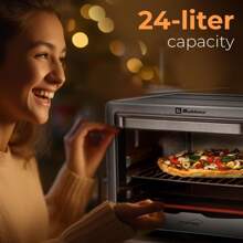 Horno Eléctrico de Convección Koblenz de 9 Rebanadas, 24L, Timer de 60 Minutos, 3 Programas de Cocción que Permiten Asar, Gratinar, Dorar y Tostar; 1500 W, 3 Accesorios, Acero Inoxidable (HKM-1500 C)