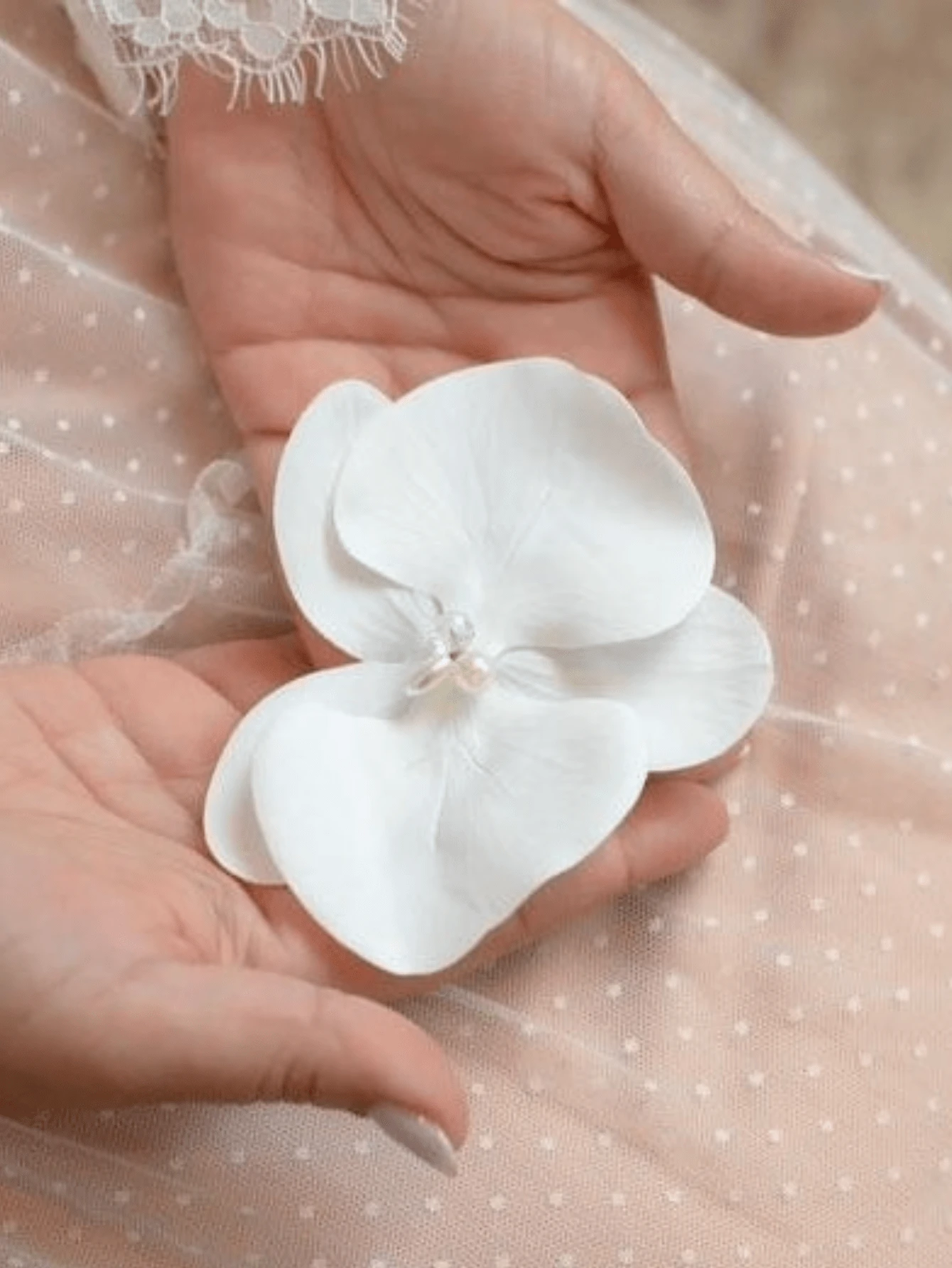 Small White Orchid Wreath Flower Hairband Bride - trắng - Xem 1