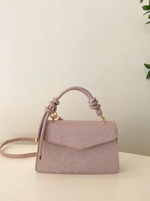 女士闪亮时尚派对手拿包、单肩包 - 粉色 - 查看 6