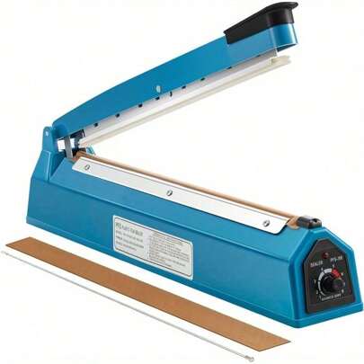 12" 300mm Impulse Heat Sealer Portable Sealing Machine Balloon Heat Sealer Machine Mylar PP Plastic Bag Sealer Food Film Manual Pressure Sealer