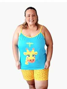 Kit With 2 Plus Size Women's Pajamas With Straps (48/50/52/54) Luxury In Premium Knit Assorted Prints. - 彩色 - 查看 6