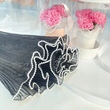 1 pièce Papier d'emballage à fleurs de 28 cm x 4 yards, tissu plissé en faux-perle. Fournitures de fleuriste pour les fêtes, les mariages, les anniversaires. Emballage cadeau, accessoires de bouquet de fleurs, emballage de fleurs fraîches pour la Saint-Valentin, la Fête des Mères