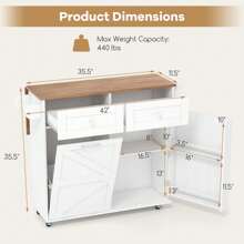Rolling Kitchen Island Kitchen Island Cart With Drop Leaf Trash Can Cabinet Black/White - 白色 - 查看 3