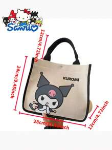 Sanrio Hello Kitty Canvas Kids Tote Bag - Lightweight Cute Multifunctional Girl's Handbag With Cosmetic Bag - Available In Red, Green And Black