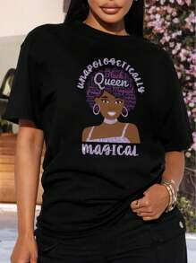 Unapologetically Magical Black Queen T-Shirt Beautiful Casual Cotton Short Sleeve Spring Summer Top - Gift For Women Girls
