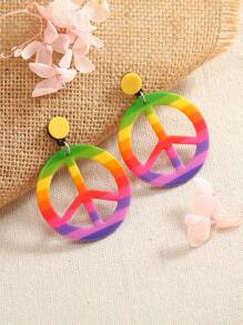 1 Pair Cute Acrylic Rainbow Circle Airplane Earrings - Multicolor - View 1