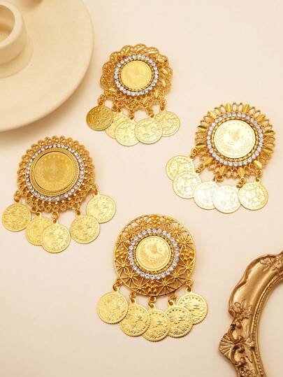 1 Stück exquisite Braut-Spitzen-Münz-Corsage, türkische Mode-Brosche, Osmanisches Totemmotiv Kleid Accessoires, kurdischer Vintage Schal Knöpfe