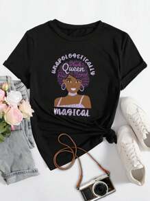Unapologetically Magical Black Queen T-Shirt Beautiful Casual Cotton Short Sleeve Spring Summer Top - Gift For Women Girls