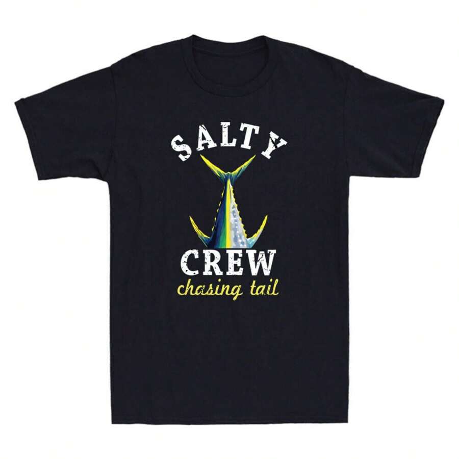 Salty Crew Chasing Tail Funny Fish Tail Meme Fishing Lover Gifts Wowomen T-Shirt - màu đen - Xem 1
