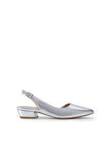 Womens Slingback Kitten Low Block Heels Pumps Closed Pointed Toe  Elegant Comfortable Dressy Pumps Wedding Casual Dress Shoes - 銀色 - 查看 6