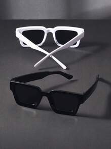 2pcs Men Plastic Rectangular Frame Classic Western Modern Simple Style Graceful Design And Expressiveness Fashion Eyeglasses Combination For Western Party Driving Vacation Outfits Suitable For All Face Shapes Decoration For Summer Beach Vacation,Outdoor,Travel