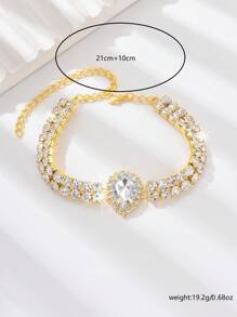 1 pieza Tobillera de doble capa con gota de agua decorada con rhinestones, con una vibra exótica y sexy, elegante joyería para mujeres