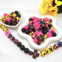 34/86 piezas Set de cuentas de silicona multicolor con formas de margarita, girasol y cruz, manualidades de joyería DIY para hacer llaveros, pulseras, collares, bolígrafos con cuentas