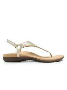 Women's Flat Sandals, Walking Sandals With Arch Support 0.78-Inch Heel Comfortable Soft Cushion Summer Casual T-Strap Thong Sandals Shoes