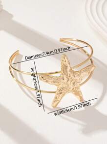 1 Pc Summer Vacation Beach Style Starfish Upper Arm Band Arm Cuff Body Jewelry - Gold - View 3
