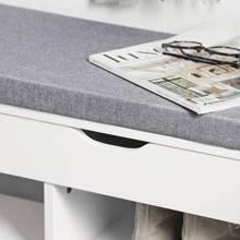 SoBuy FSR45-HG, Hallway Shoe Rack Shoe Cabinet Shoe Bench With Lift Up Bench Top And Seat Cushion, White - Grey - View 7