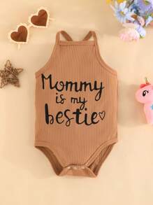 Set 5 buc. body fără mâneci cu imprimeu de litere pentru bebeluși/fetițe, vară - Multicolor - Vizualizare 8