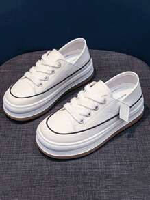 Tenis de moda para mujer, Tenis Casual para Mujer Blanco Zapatos Blancos De Mujer Zapatillas para Mujer Zapatillas Bajas Sneaker Zapatos De Skate Tenis Deportivos Casual para Dama Ligero Cómodo para Viaje, calzado para Mujer, - Blanco - Ver 4