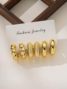 Set de 6-18 piezas de joyas de pendientes con tonos dorados ligeros y elegantes, adecuados para uso diario durante todo el año - Conjunto de pendientes CCB de oro - Ver 7