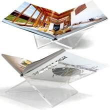 CHARMS 1pc Transparent/Black Acrylic Book Shelf, Acrylic Book Display Stand, Acrylic Reading Tray Holder - White - View 6