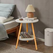 [2-Tier Space-Saving Coffee Table] Space-Saving 2-Tier Coffee Table - Modern Solid Wood Legs, Perfect For Small Spaces & Outdoor Use - White - View 4