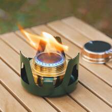 Camping Portable Mini Alcohol Stove Burner Adjustable Firepower Gasoline Stove Aluminum Alloy Bracket Ultralight Brass Stoves - Multicolor - View 2