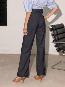 Women's Solid Color Casual High Waist Straight Leg Work Pants, Spring/Summer