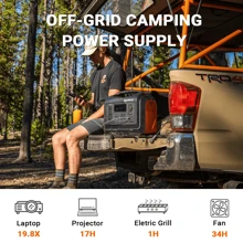 OUPES 1800W Portable Power Station 1488Wh LiFePO4 Battery Pack With 10 Outputs For Outdoor Camping, RV/Van Travel, Emergency Situations, Home Backup - màu đen - Xem 2