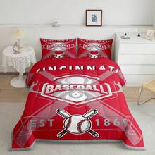 Erosebridal 2/3 Pcs Basketball Baseball Comforter Set For Teens Adults, Cozy Ball Games Bed Set Sports Theme Bedding Set, Soft And Comfortable Baseball Player Quilt Set - Home Guest Room Bedroom Decor For Birthday & Festival Presents, Microfiber(Machine Washable)
