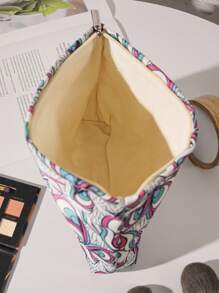1 Pieza Bolsa de maquillaje asimétrica rosa, bolsa de maquillaje portátil de moda y estilo casual, bolsa de maquillaje, bolsa de maquillaje pequeña, estuche de maquillaje, bolsa de maquillaje linda, bolsas cosméticas, toallas sanitarias, almohadillas, AirPods, auriculares con cable, cargador, auriculares, bolsa de viaje de maquillaje, bolsa de cuidado de la piel, bolsas de maquillaje para mujeres, dulces, enfermeras, estudiantes, regalo de vacaciones.