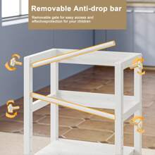 INNOD Toddler Kitchen Step Stool, Adjustable Height Learning Tower With Rail, Steel & Wood Kitchen Stool For Kids, Toddler Helper Stool For Kitchen, Non-Slip Toddler Tower - 白色 - 查看 6