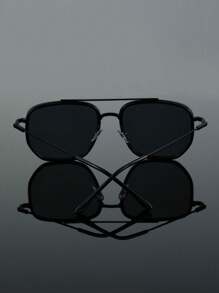 1pc Metal Pilot Frame Advanced Sense Unique Double Beam Design Vintage Elegant Shades Basics Fall Winter Fashion Eyeglasses For Driving Fishing Street Snap Street Business Suitable For All Face Shapes Decoration For Summer Beach Vacation,Outdoor,Travel - Multicolor - View 4