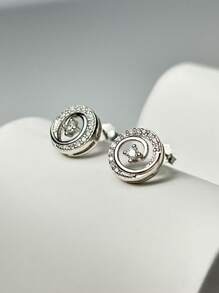 1 par de pendientes de aro de plata de ley 925 chapada en platino con circonita cúbica hueca, pendientes minimalistas versátiles de moda para uso diario, cena, citas